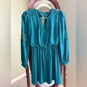 Express Turquoise Dress with Lace Detail